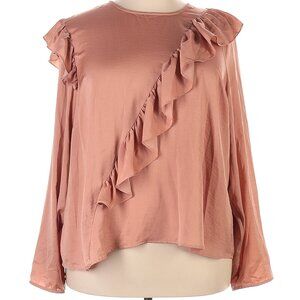 Lane Bryant Long Sleeve Ruffle Pink Blouse Size 20